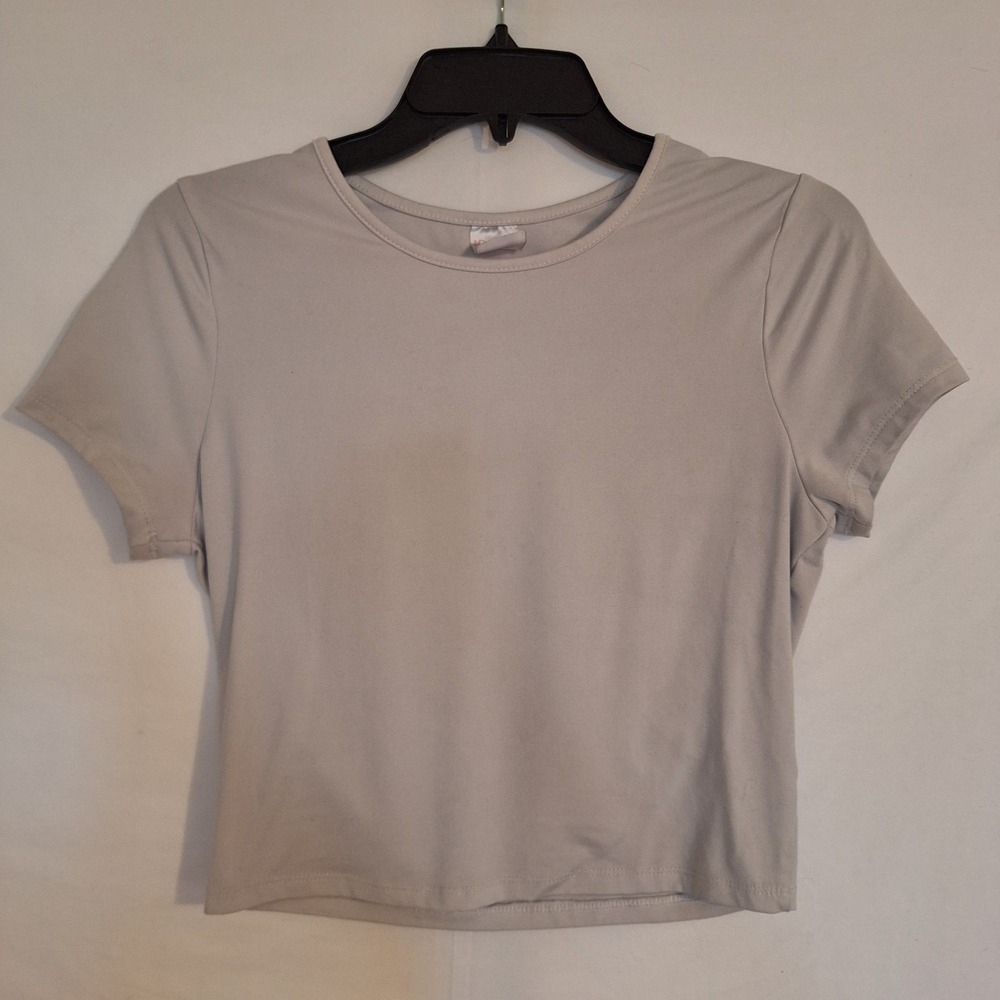 No Boundaries Juniors Short Sleeve Light Gray M Fitted Crew Neck T-shirt Top